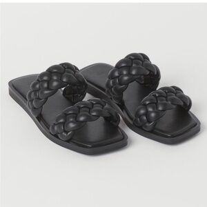 H&M Black Double Braided Flip Flops Size 6